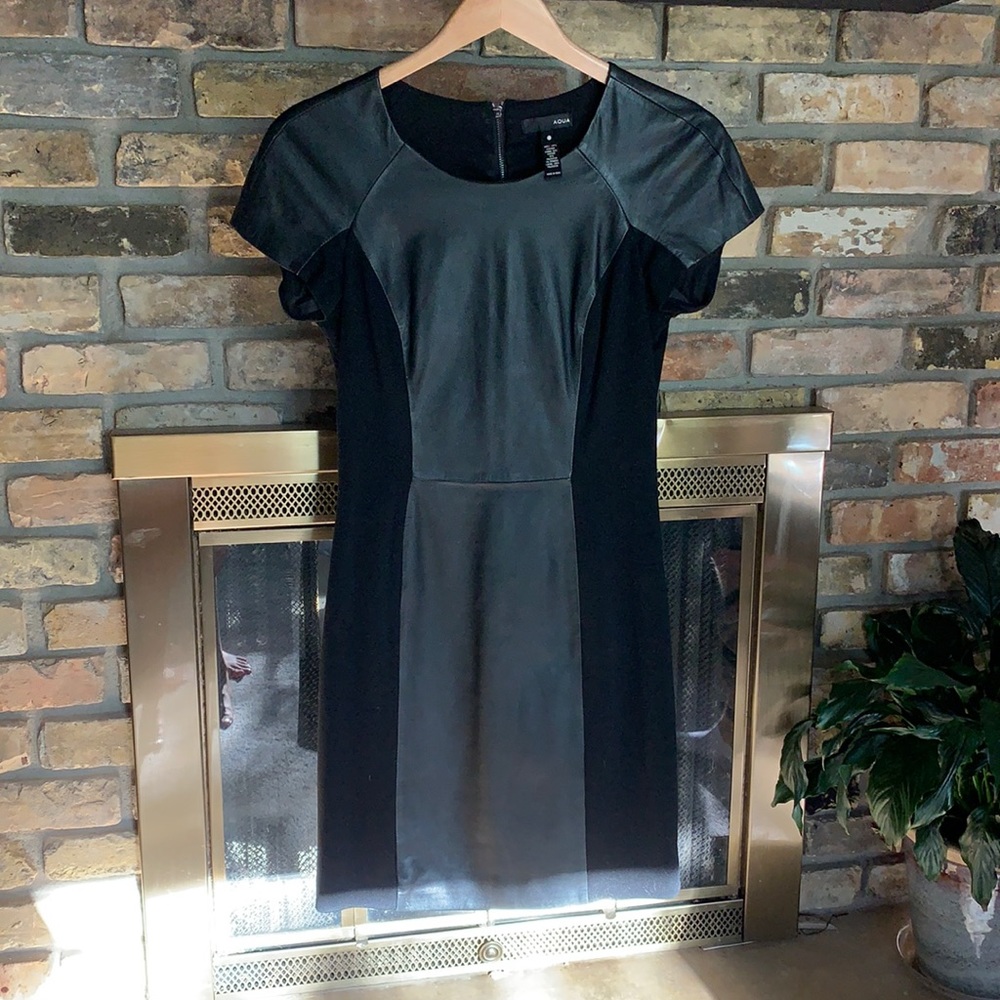 Aqua Black Leather Dress